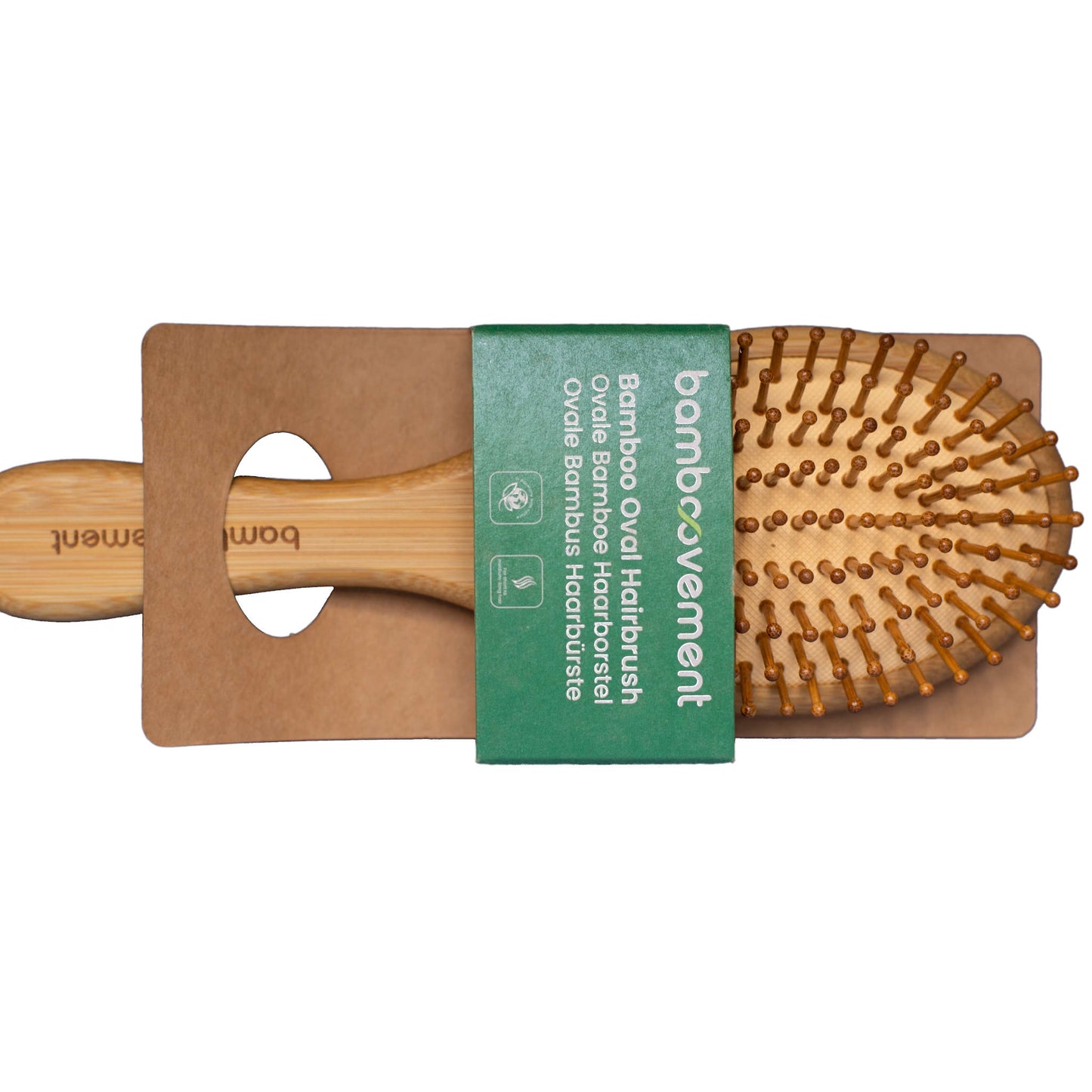 Oval bamboo hairbrush